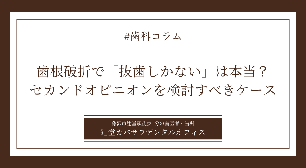 歯根破折で「抜歯しかない」は本当? セカンドオピニオンを検討すべきケース